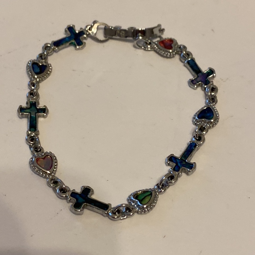 Abalone Cross & Hearts bracelet